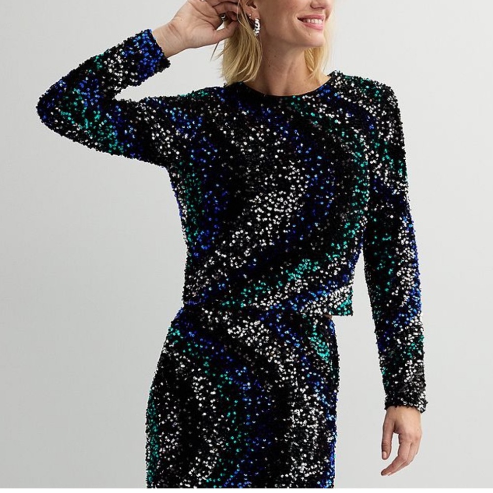 Holiday Sequins Party Knit top & skirt set
